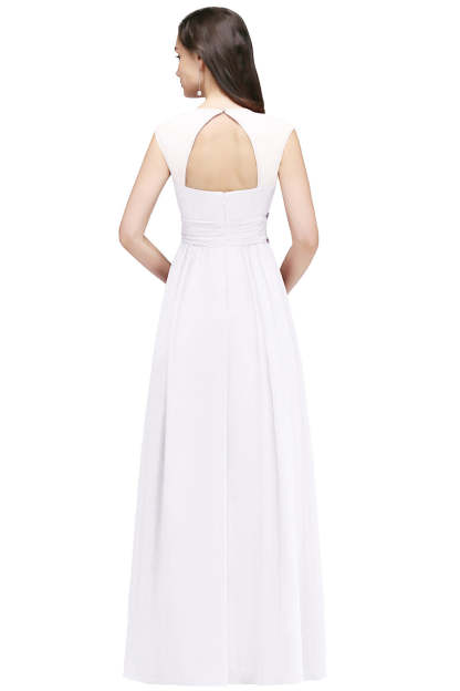 V Neck A Line Off The Shoulder Chiffon Long Bridesmaid Dress - YESBABYONLINE
