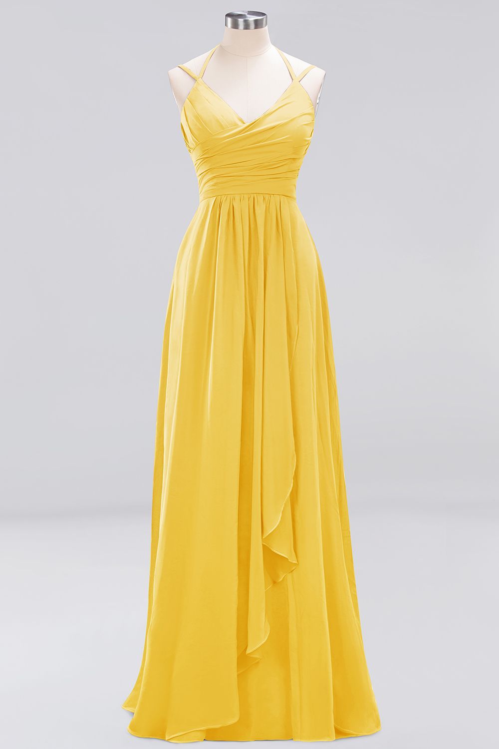 A-line Spaghetti Straps Sleeveless Ruffles Floor-Length Bridesmaid Dresses - YESBABYONLINE