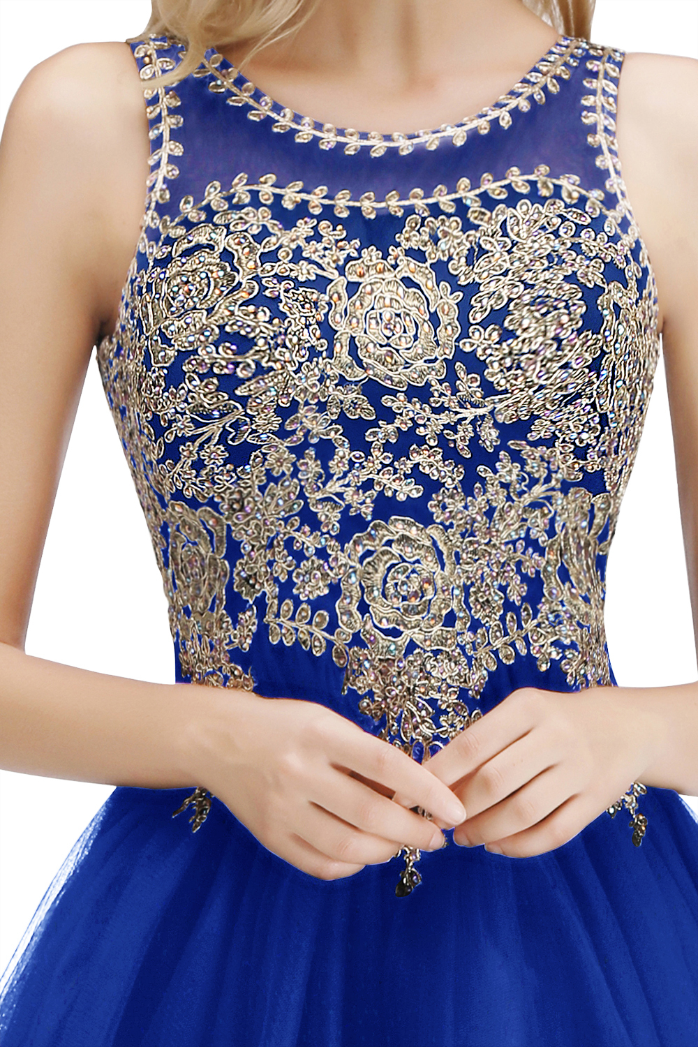 Short A-line Tulle Lace Homecoming Dress with Beadings - YESBABYONLINE