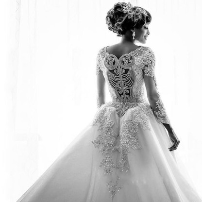 Luxury Mermaid Tulle Lace Appliques Wedding Dresses with Sleeves - YESBABYONLINE