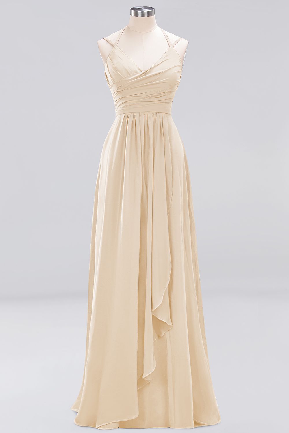 A-line Spaghetti Straps Sleeveless Ruffles Floor-Length Bridesmaid Dresses - YESBABYONLINE
