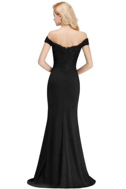 Long Off-the-shoulder Appliques Lace Mermaid Bridesmaid Dress - YESBABYONLINE