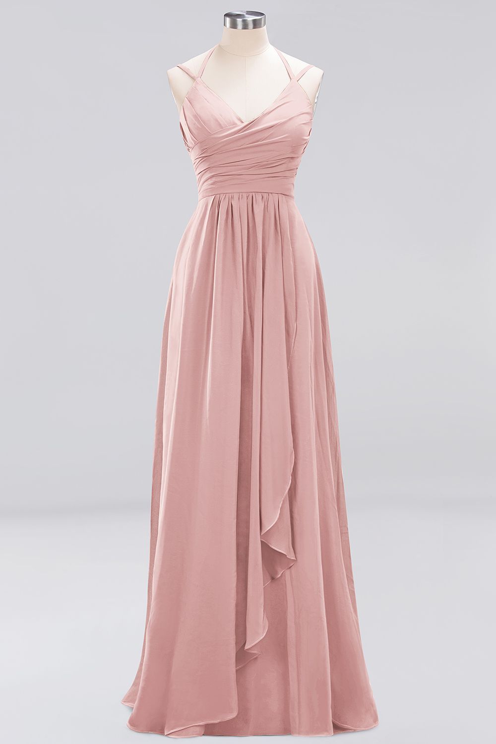 A-line Spaghetti Straps Sleeveless Ruffles Floor-Length Bridesmaid Dresses - YESBABYONLINE
