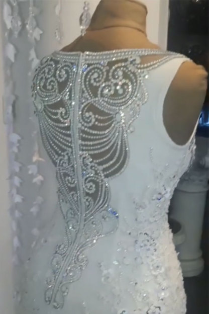 Charming Long Mermaid Sweetheart Tulle Sleeveless Wedding Dresses - YESBABYONLINE