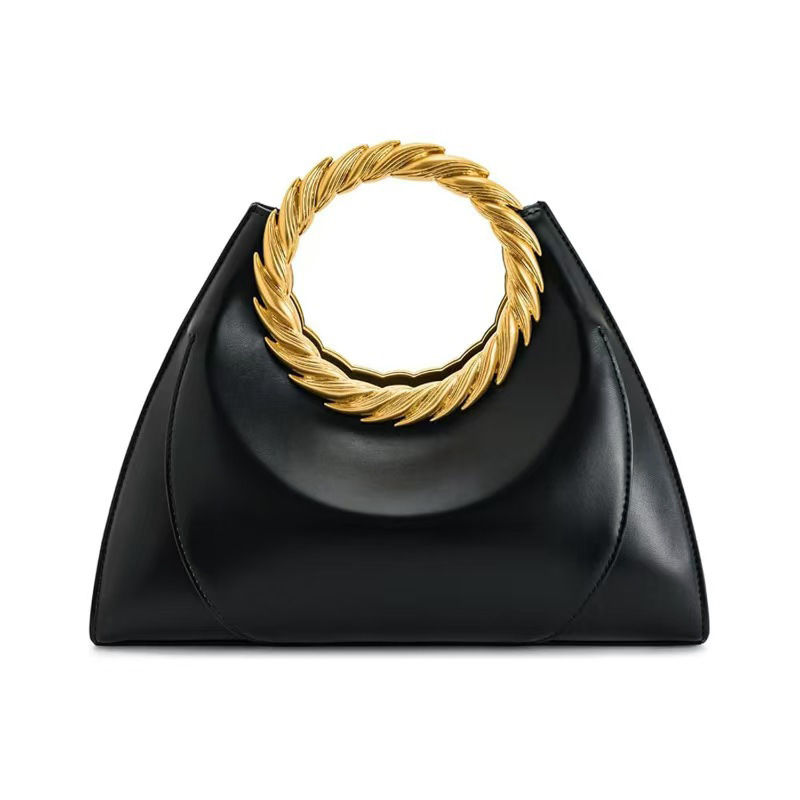 Classic Black & Gold Ring Clutch Bag