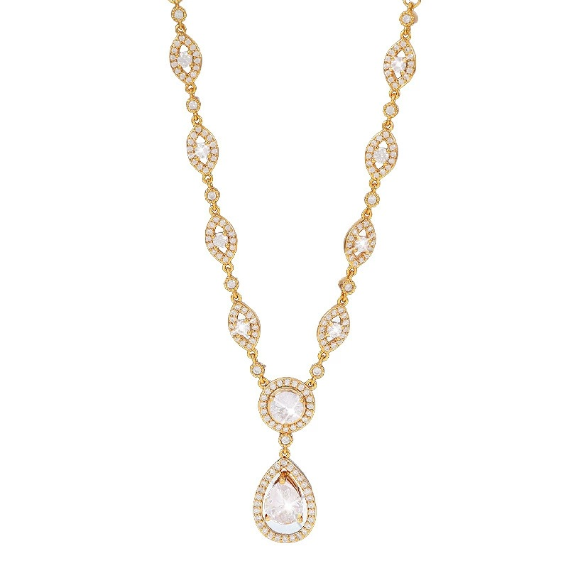  Diamond-Encrusted Teardrop Pendant Necklace
