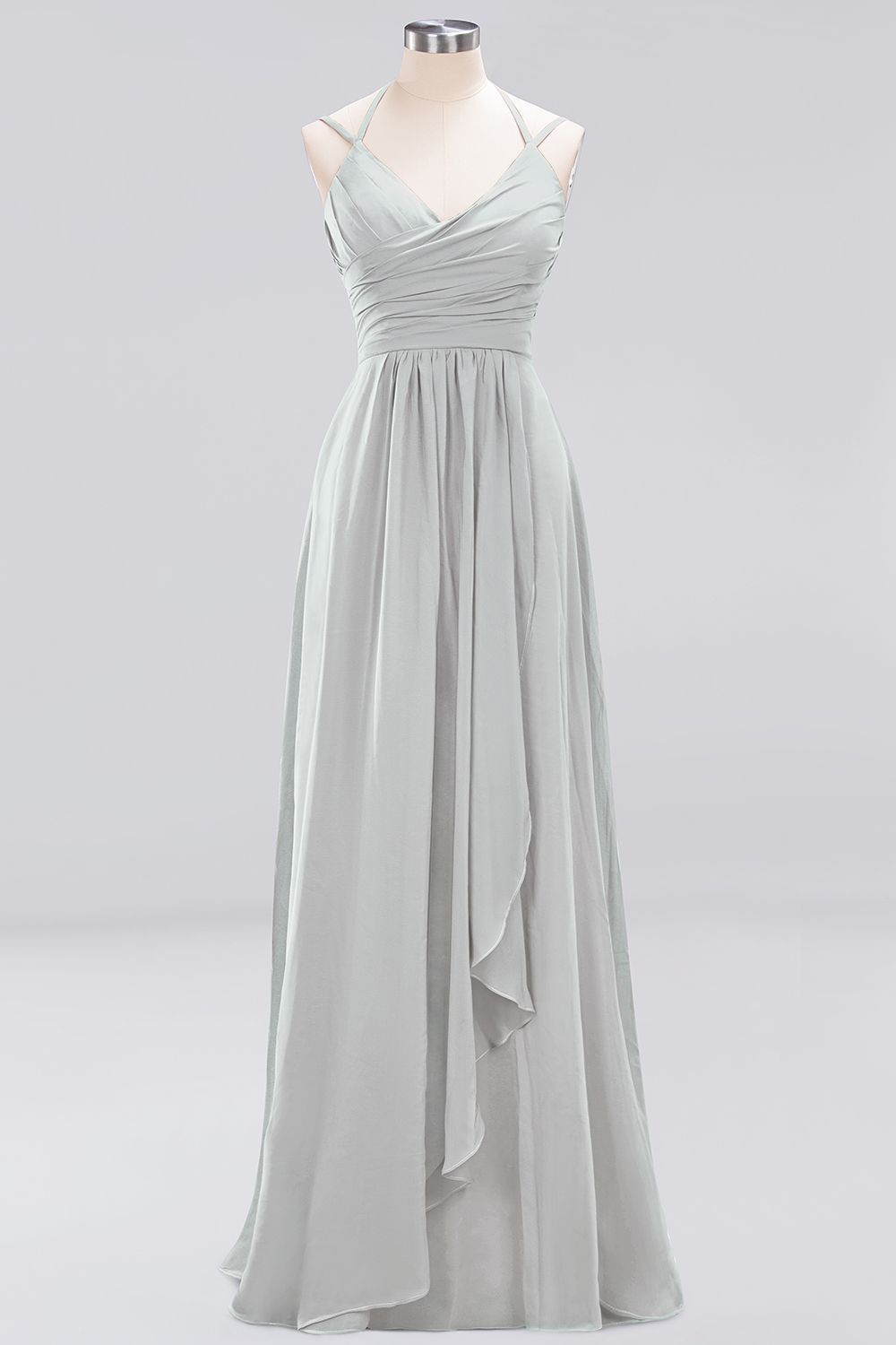 A-line Spaghetti Straps Sleeveless Ruffles Floor-Length Bridesmaid Dresses - YESBABYONLINE