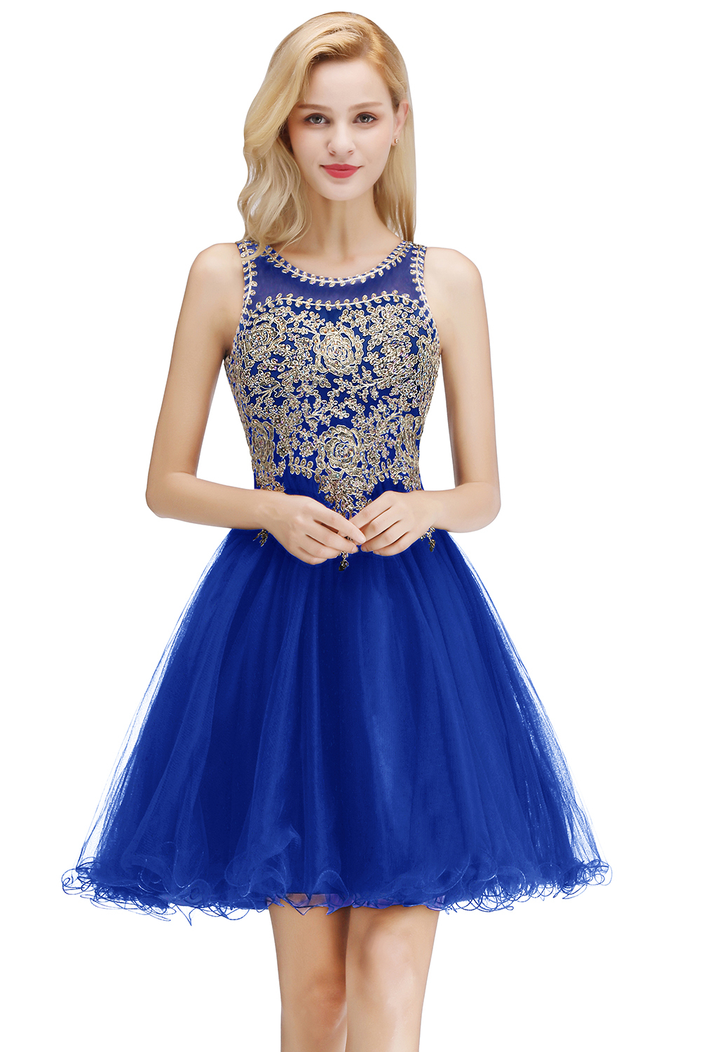 Short A-line Tulle Lace Homecoming Dress with Beadings - YESBABYONLINE