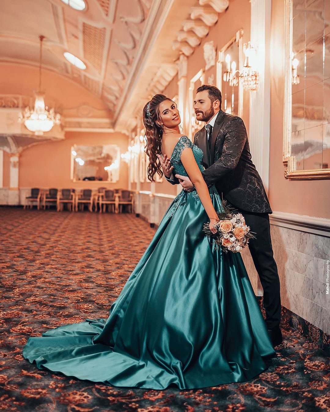 Gorgeous Long A Line Off the Shoulder Satin Lace Prom Dresses - YESBABYONLINE