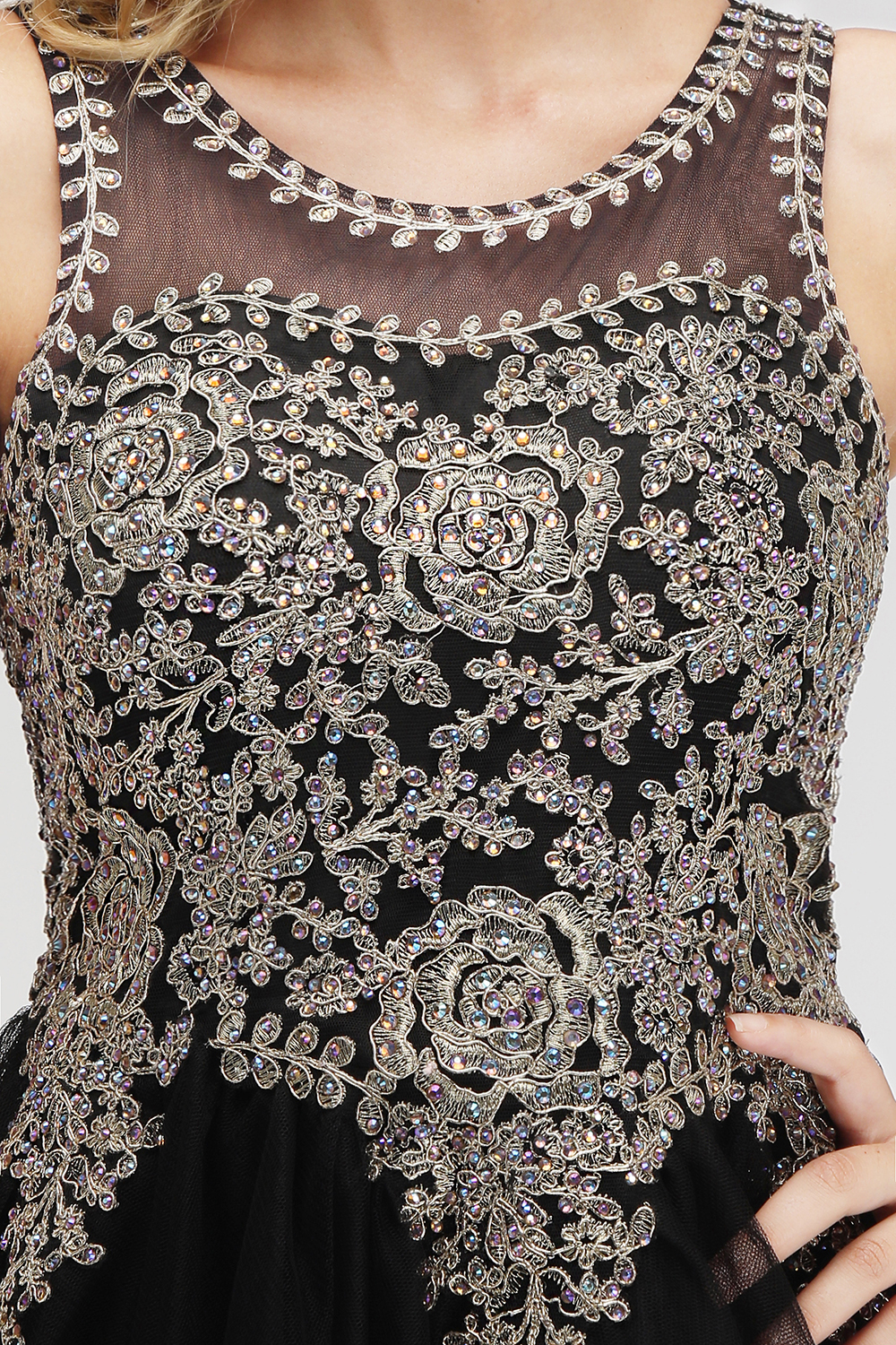 Short A-line Tulle Lace Homecoming Dress with Beadings - YESBABYONLINE