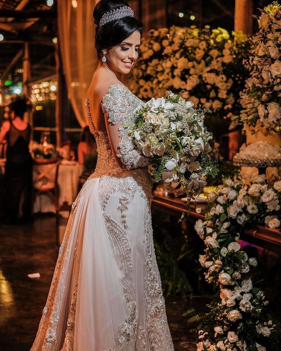 Elegant Long Tulle Lace Appliques Mermaid Wedding Dresses With Sleeves - YESBABYONLINE