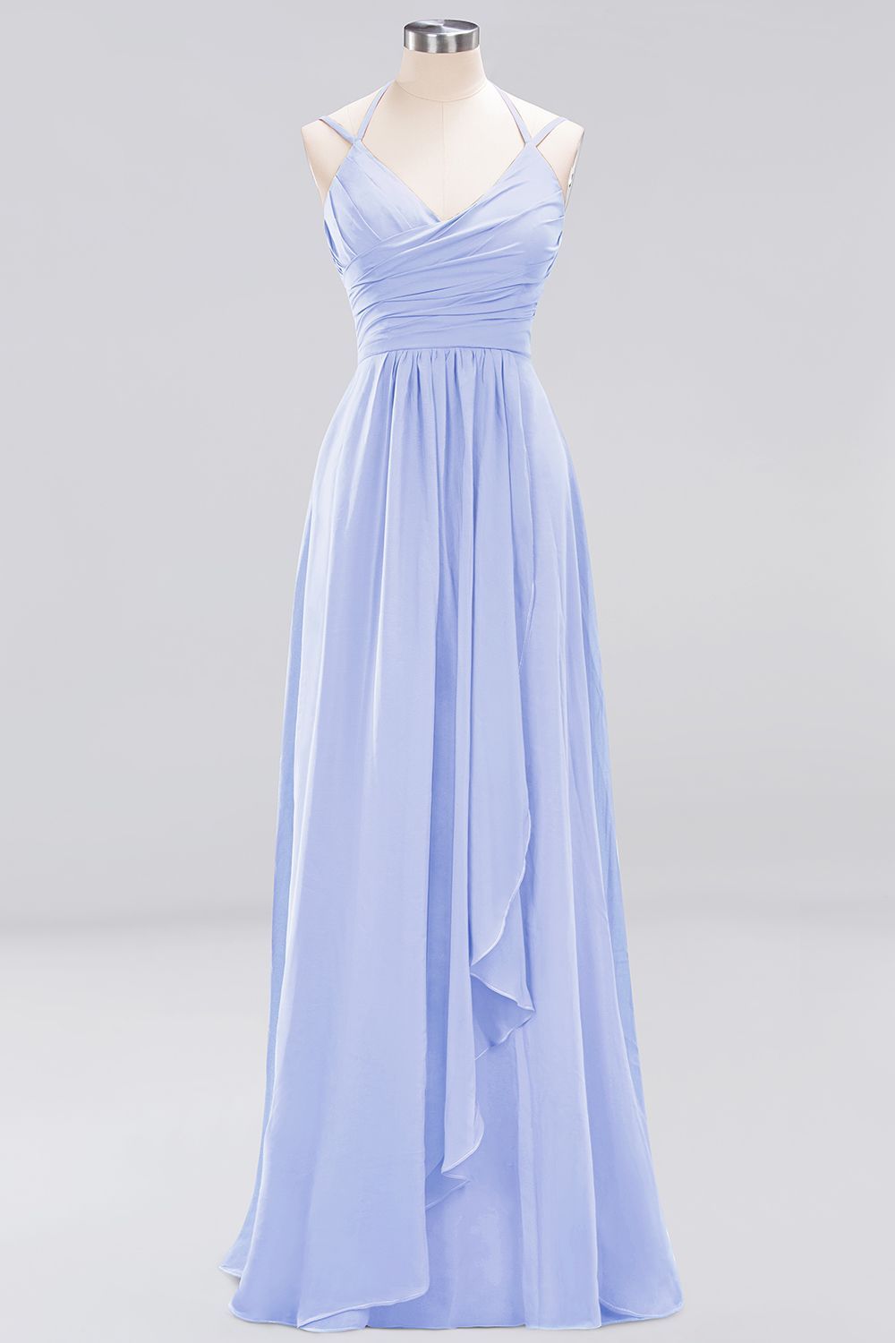 A-line Spaghetti Straps Sleeveless Ruffles Floor-Length Bridesmaid Dresses - YESBABYONLINE