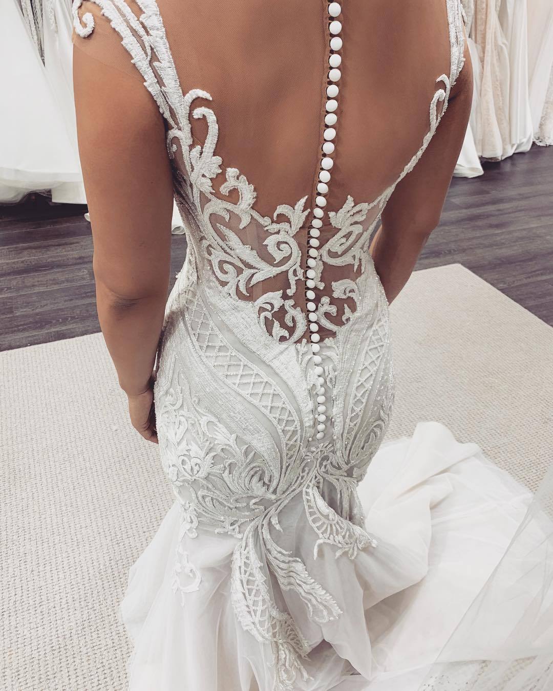 Long Sweetheart Tulle Applique Lace Mermaid Wedding Dresses - YESBABYONLINE
