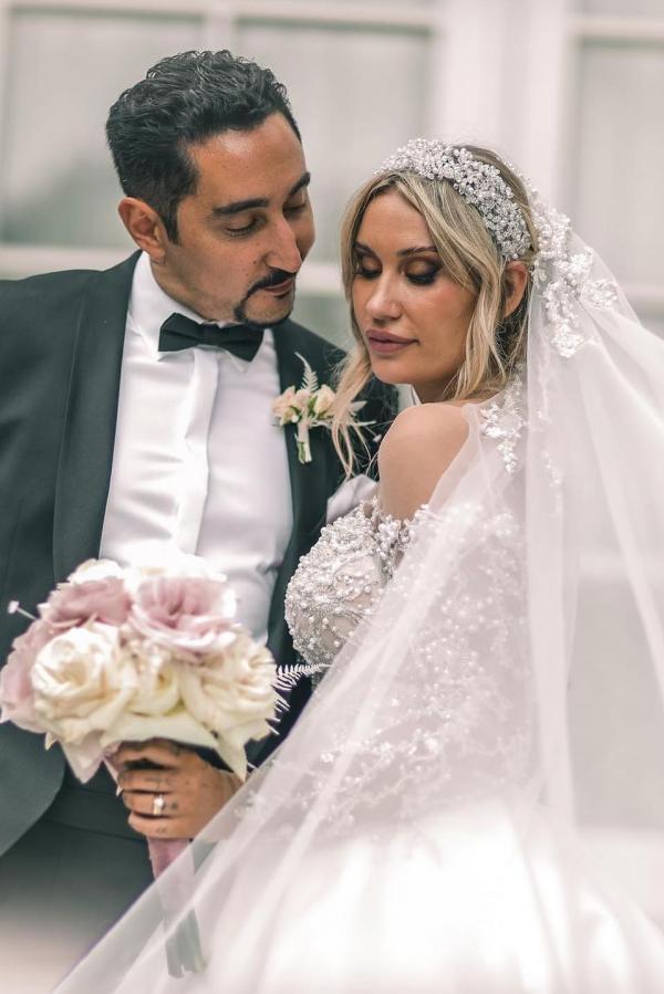 Gorgeous White Long Ball Gown Off The Shoulder Satin Sleeves Wedding Dresses - YESBABYONLINE