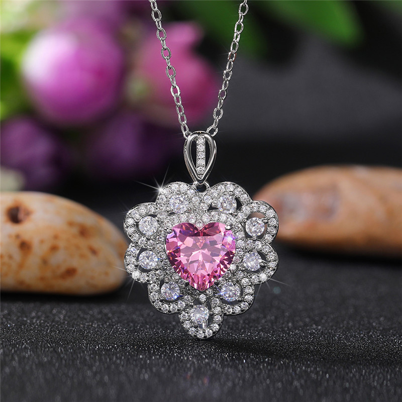 Personalized & Stylish Necklace with Inlaid Pink Heart