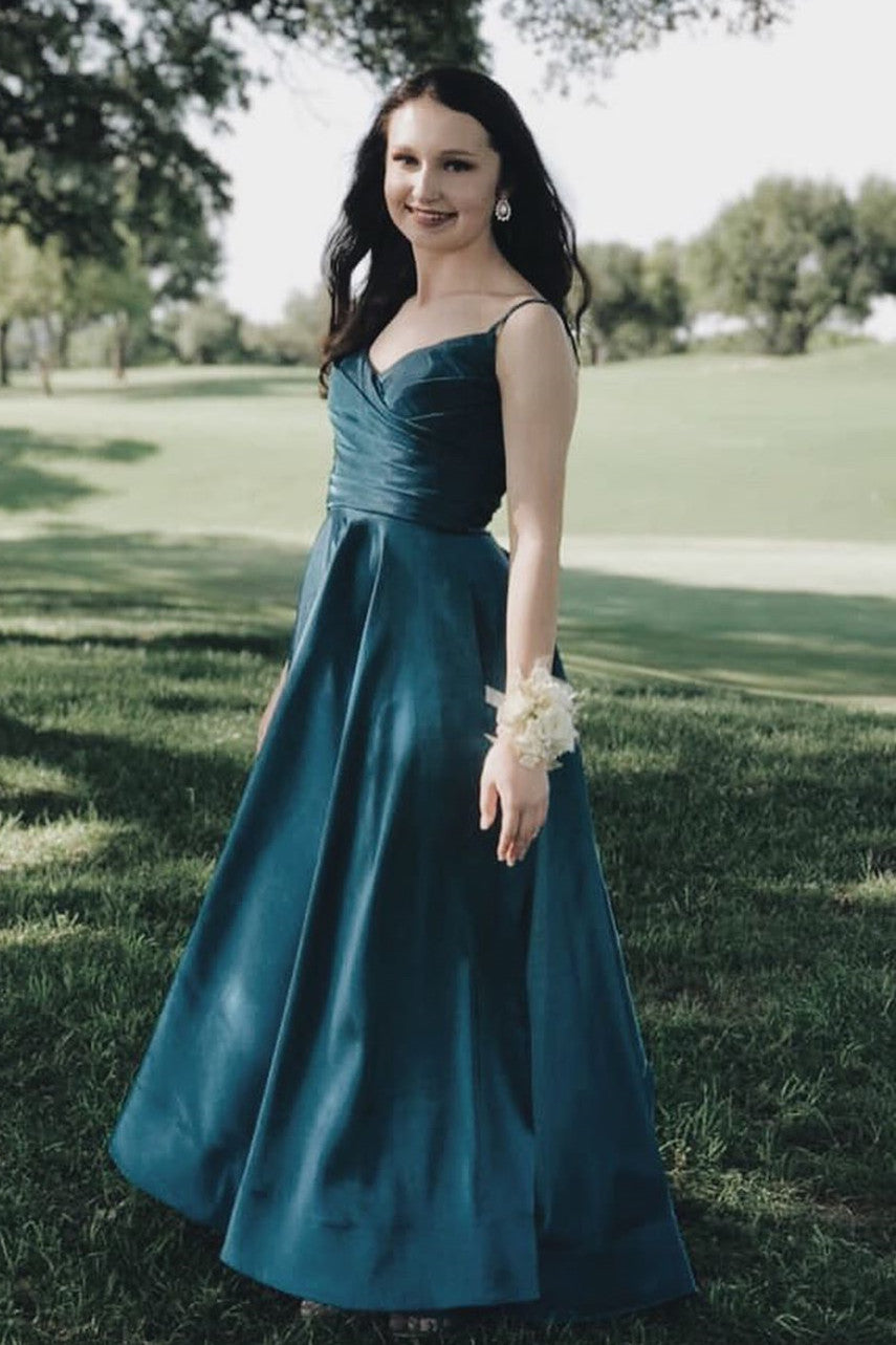Elegant Pleated A-Line Pink Long Prom Dress
