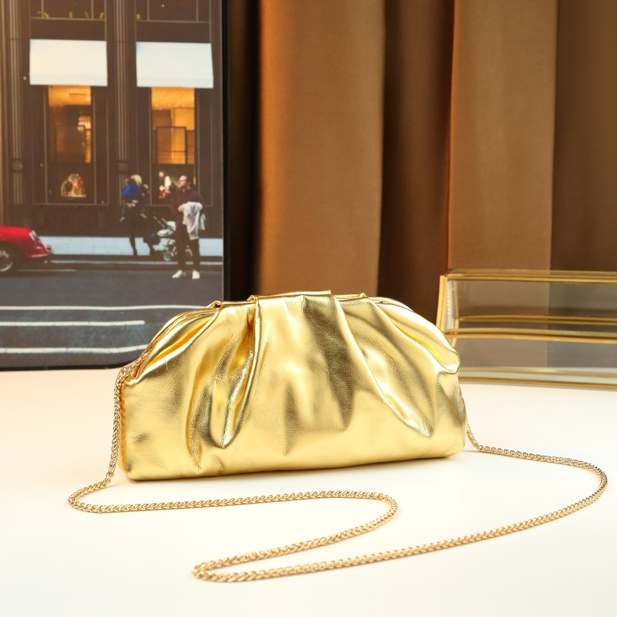 Classic Gold Leather Clutch Bag