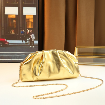 Classic Gold Leather Clutch Bag