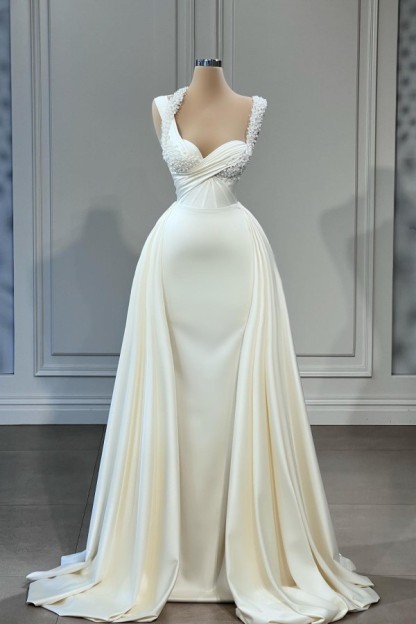Elegant Long Mermaid Asymmetrical Floor Length Sweetheart Prom Dress with Ruffles - YESBABYONLINE