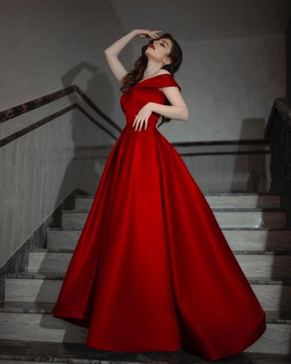 Gorgeous Long Off-the-shoulder Backless Floor-length A-line Ruffles Prom Dresses - YESBABYONLINE