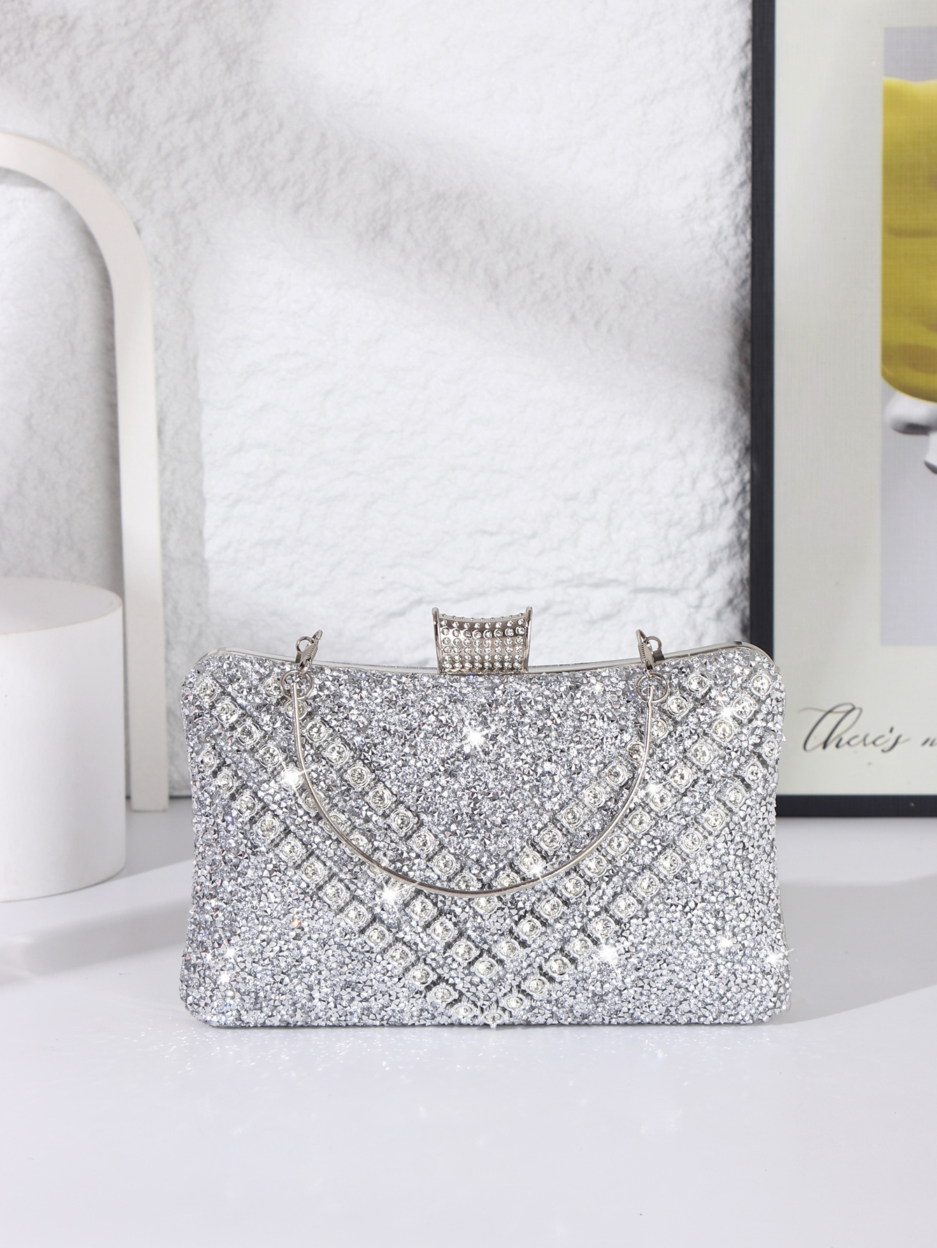 Exquisite Rhinestone Square Clutch Bag