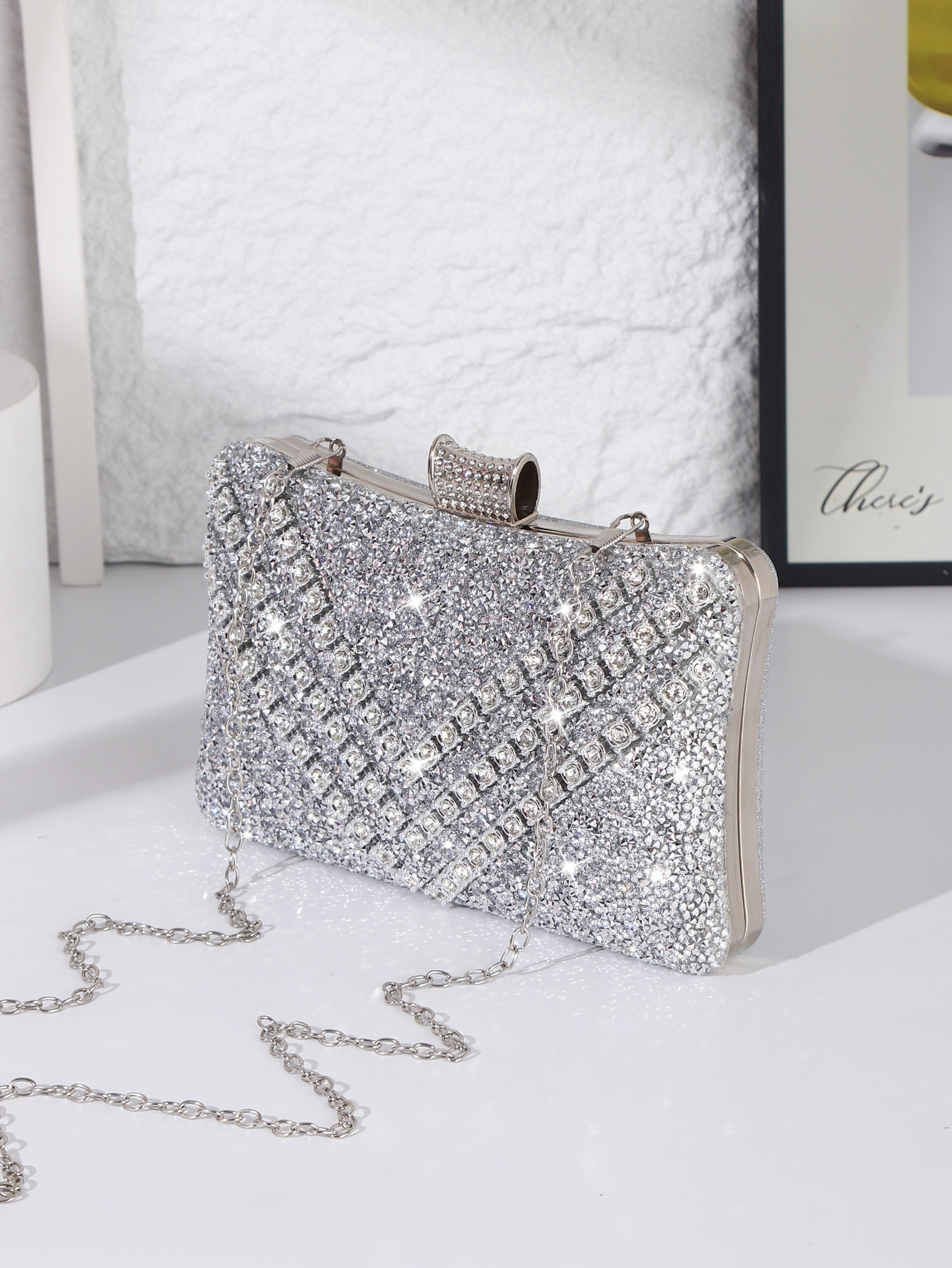 Exquisite Rhinestone Square Clutch Bag