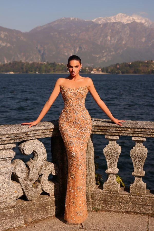 Strapless Sleeveless Mermaid Long Formal Evening Dresses