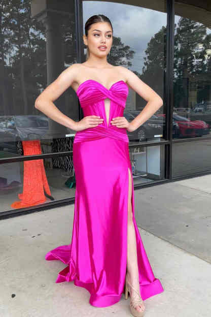 Sweetheart Cut Out Mermaid Long Prom Dress with Slit