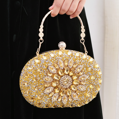 Elegant Gold Rhinestone Clutch Bag