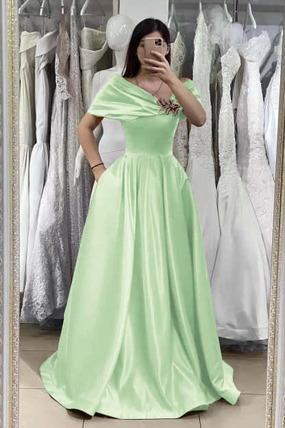 Gorgeous Fuchsia Off-The-Shoulder A-Line Prom Dress with Beadings Online