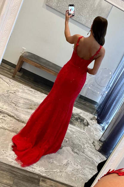 Gorgeous Hot Pink Lace Appliques Long Formal Dress