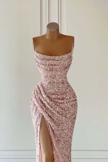 Gorgeous Long Mermaid Sequined Sleeveless Prom Dress With Slit-Yesbabyonline