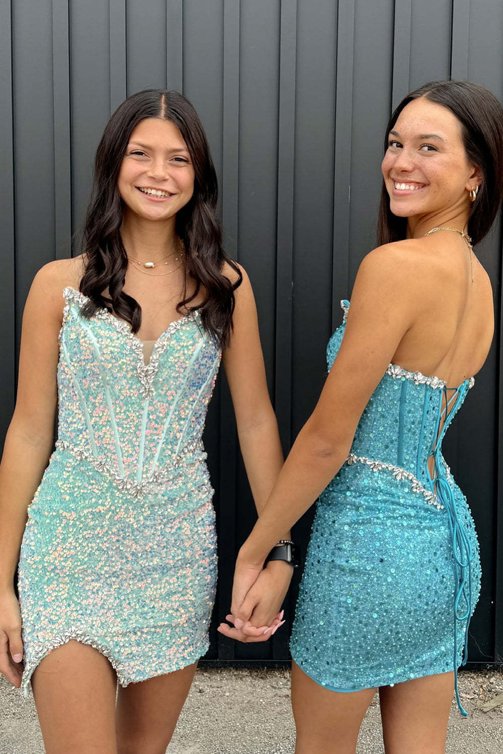 Light Green Strapless Corset Tight Short Homecoming Dress with Sequins