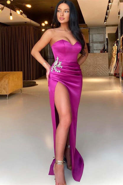 Purple Sweetheart Sleeveless Mermaid Prom Dress with Split