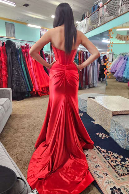 Sweetheart Cut Out Mermaid Long Prom Dress with Slit