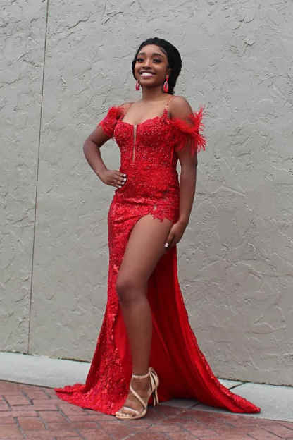 Light Blue Appliques Long Prom Dress with Detachable Feathered Shoulder