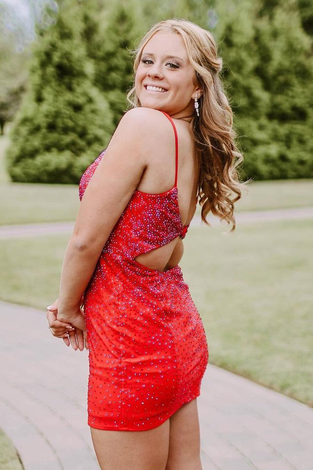open lace back dress Noelia Textured Jersey Open Back Maxi Dress in Fiery Red main image 1