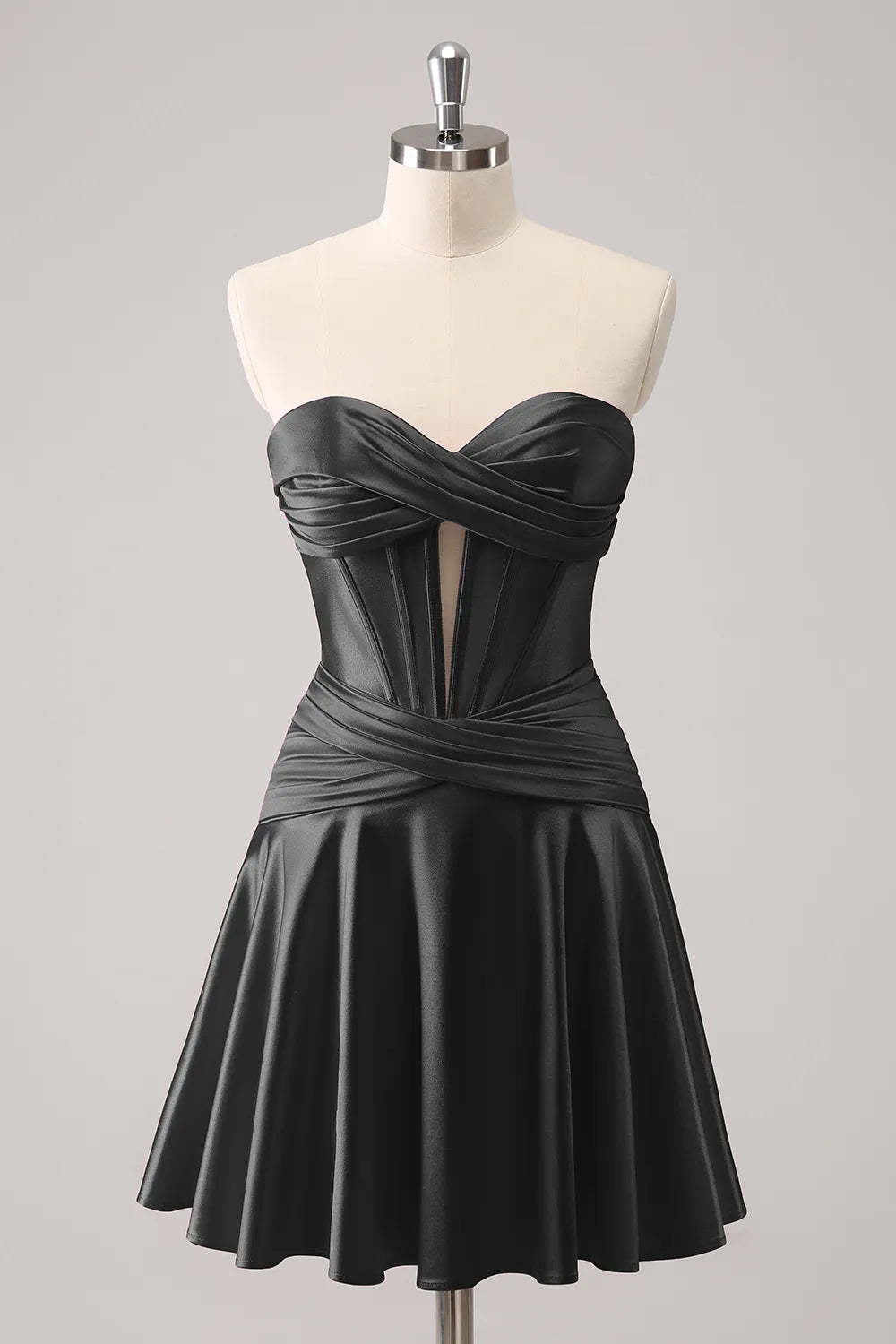 Royal Blue A Line Strapless Corset Short Homecoming Dress with keyhole