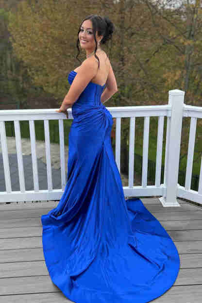Sweetheart Cut Out Mermaid Long Prom Dress with Slit