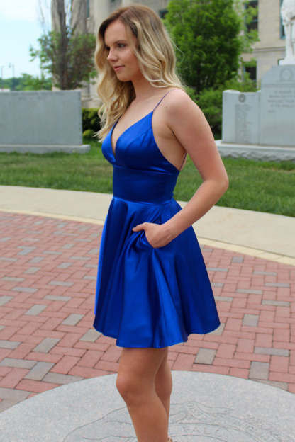 Spaghetti Straps Backless Fuchsia Homecoming Dress