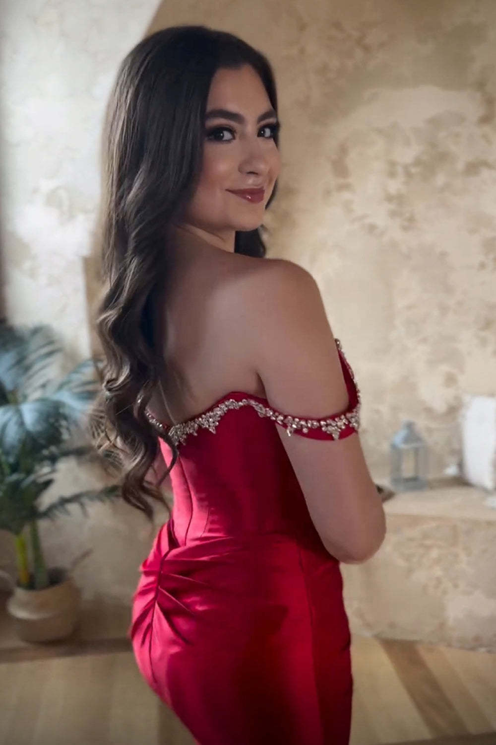 Sparkly Red Off The Shoulder Tight Short Homecoming Dress with Beadings