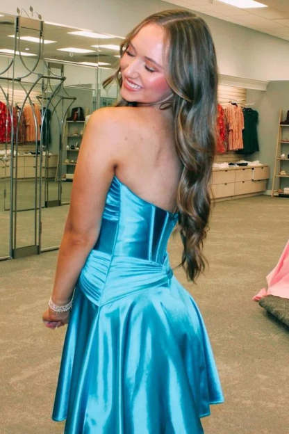 Strapless Fuchsia Keyhole Satin A-Line Homecoming Dress