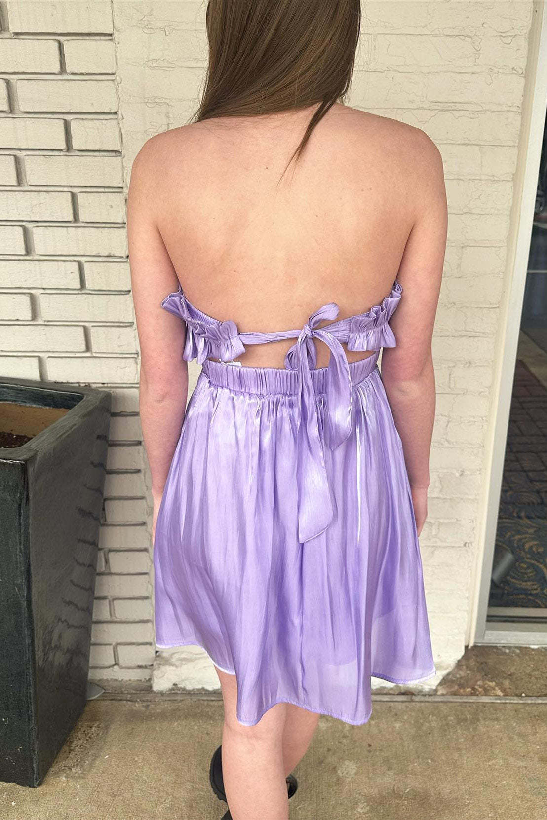 Strapless Lavender Ruffles Short Party Dress