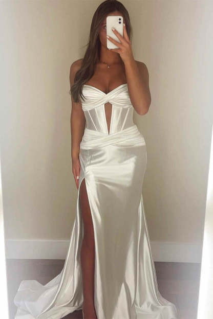 Sweetheart Cut Out Mermaid Long Prom Dress with Slit
