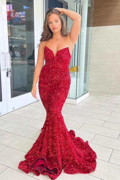 Sweetheart Gold Sequins Mermaid Long Formal Dress