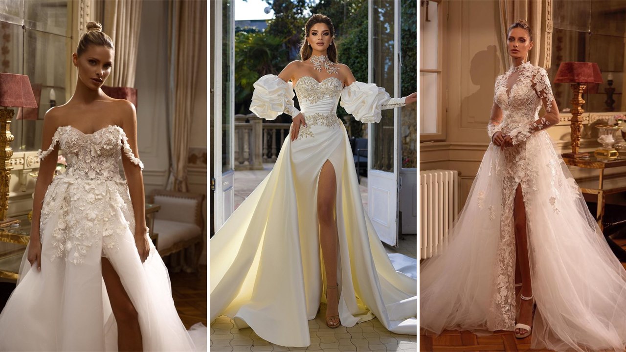 Wedding Dresses with a Front Split: Ceremony Versus Reception - Yesbabyonline