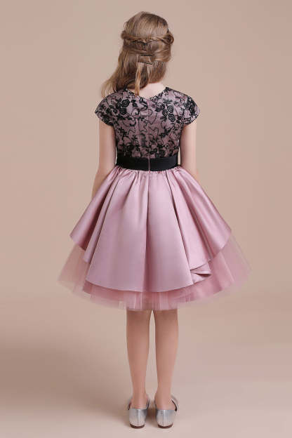 Chicloth A-Line Cap Sleeve Lace Tulle Knee Length Flower Girl Dress On Sale