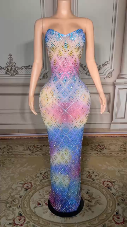 Strapless Sweetheart Rhinestone Sheath Prom Dress