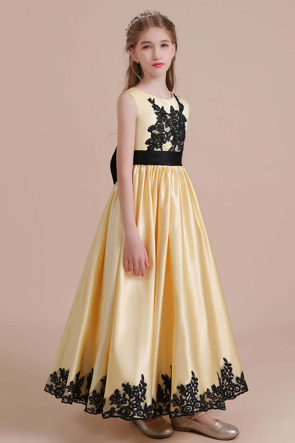 Chicloth A-Line Chic Bow Appliques Satin Flower Girl Dress Online
