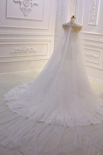Chicloth Stylish V-Neck Tulle Lace Wedding Dress Mermaid Appliques Beadings Bridal Gowns with Wraps